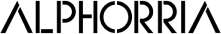 Logotipo da marca Alphorria com o nome da marca escrito em letras da cor preta em texto capitalizado.